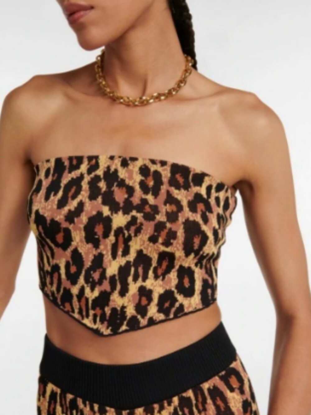 STAUD Leopard Print Strapless Corset Top Bandeau Statement‎ Crop